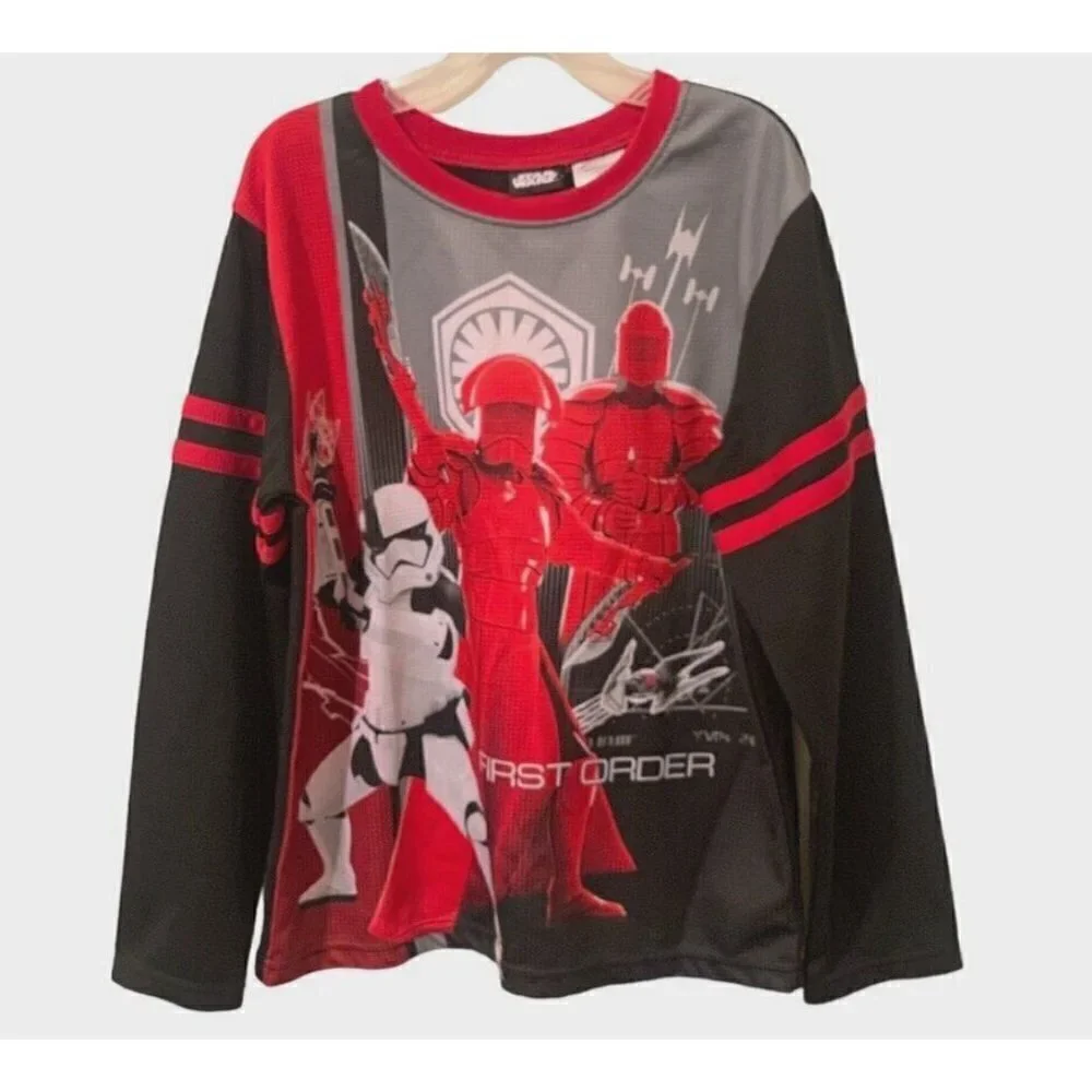 Star Wars Boys Pajama Shirt Top Size 10/12 First Order Darth Vader Red Black